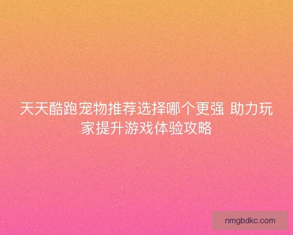 天天酷跑宠物推荐选择哪个更强 助力玩家提升游戏体验攻略