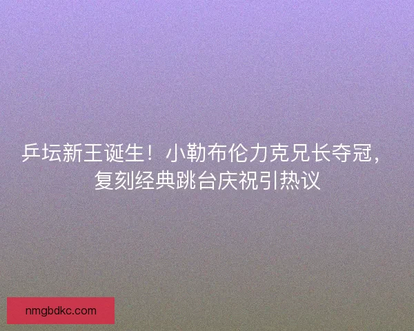 乒坛新王诞生！小勒布伦力克兄长夺冠，复刻经典跳台庆祝引热议