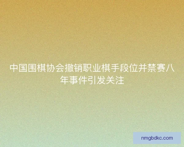 中国围棋协会撤销职业棋手段位并禁赛八年事件引发关注