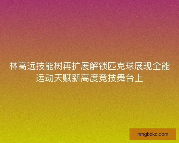 林高远技能树再扩展解锁匹克球展现全能运动天赋新高度竞技舞台上